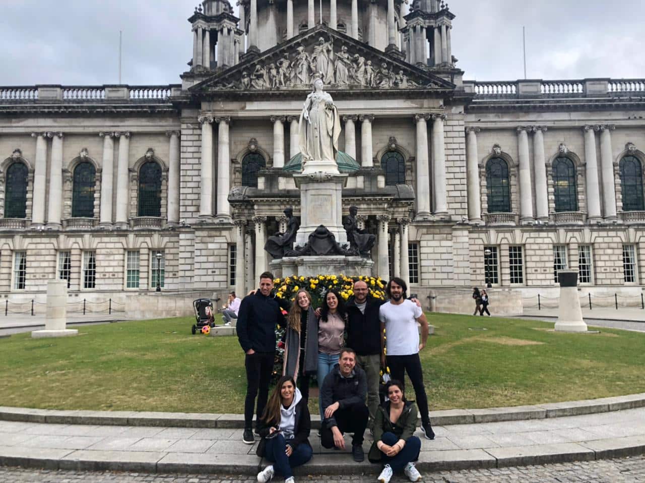 A group in front of Belfast City Hall